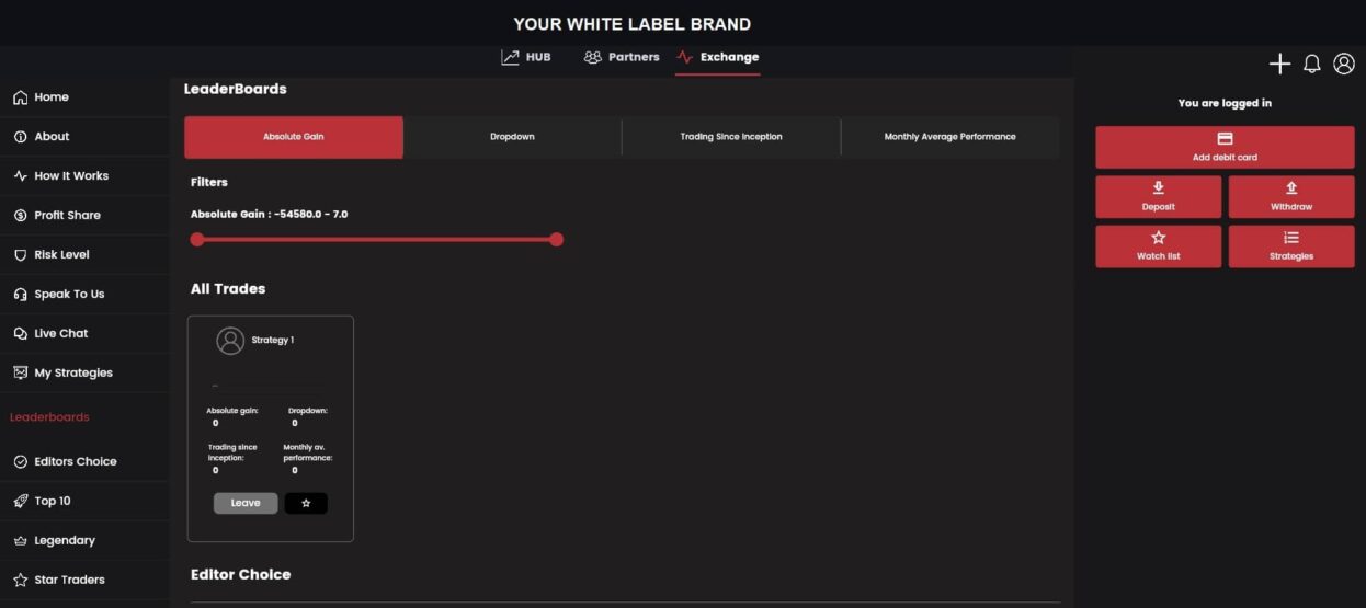 Forex and Crypto White Label Copy Trading Platform